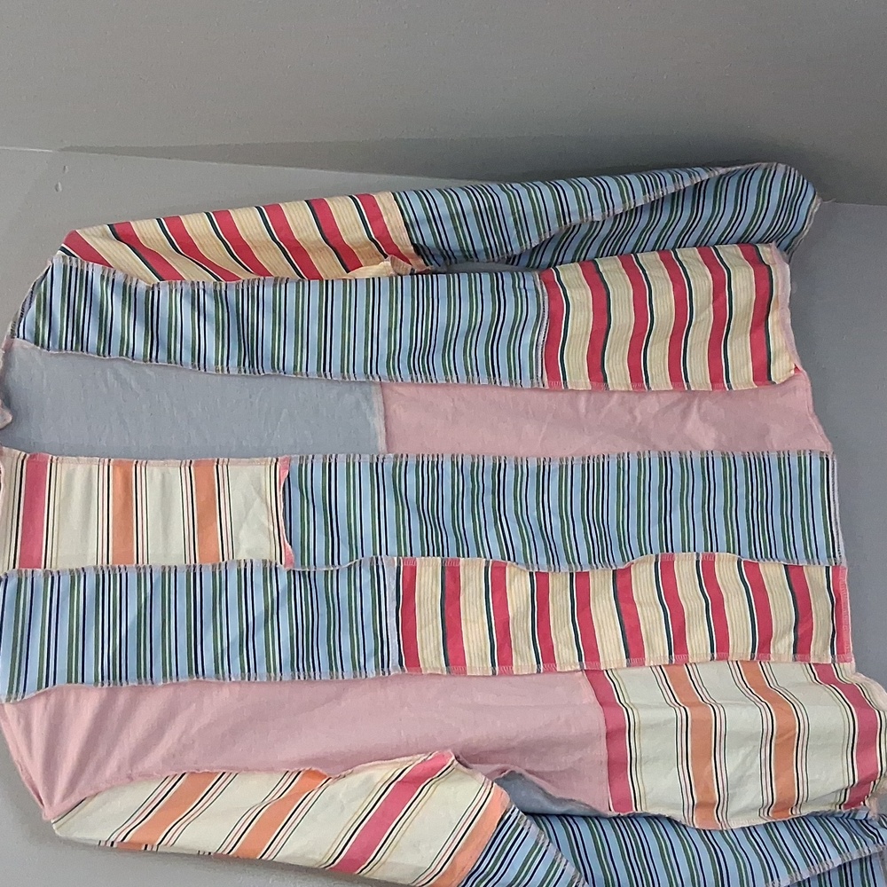 Boho Multicolor Striped Patchwork Long Sleeve Col… - image 5